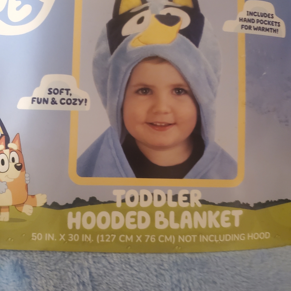 Toddler Hooded Blanket - Blue Plush Hooded Blanket